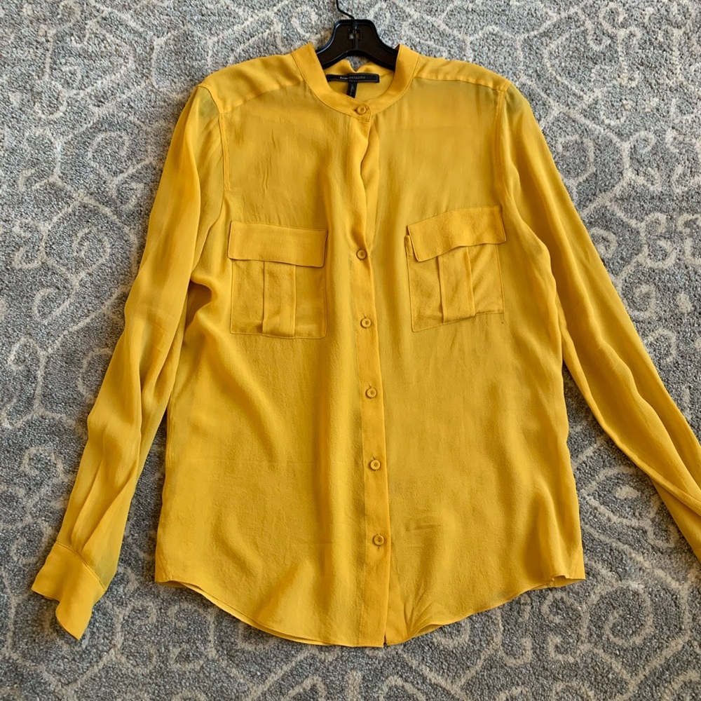 BCBG yellow button down blouse